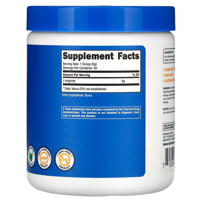 Nutricost, L-arginina, en polvo, 250 g (8,8 oz) - Imagen 2