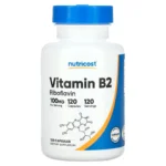 Nutricost, Vitamina B2, 100 mg, 120 cápsulas