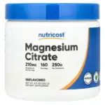 Nutricost, Citrato de magnesio, Sin sabor, 250 g (8,9 oz)