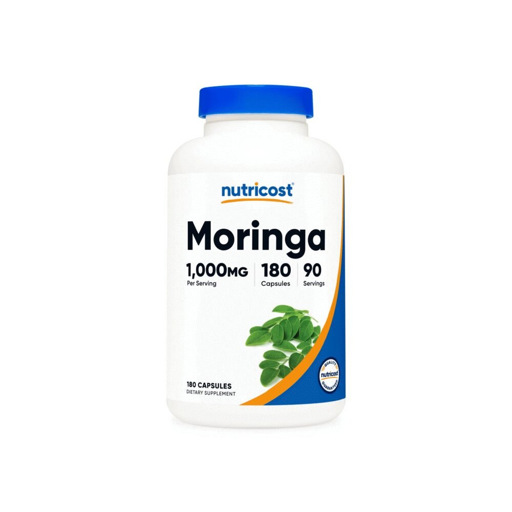 NTC_Moringa_500MG__V00__180CAP_400CC_Front1_Square_4429af3e-0a08-4a79-b02f-0f6c50c5bab7_1800x1800 Nutricost, Moringa, 180 cápsulas (500 mg por cápsula) - Imagen 1
