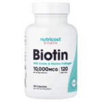 Nutricost, Biotina para mujeres, folato y colágeno, 120 cápsulas