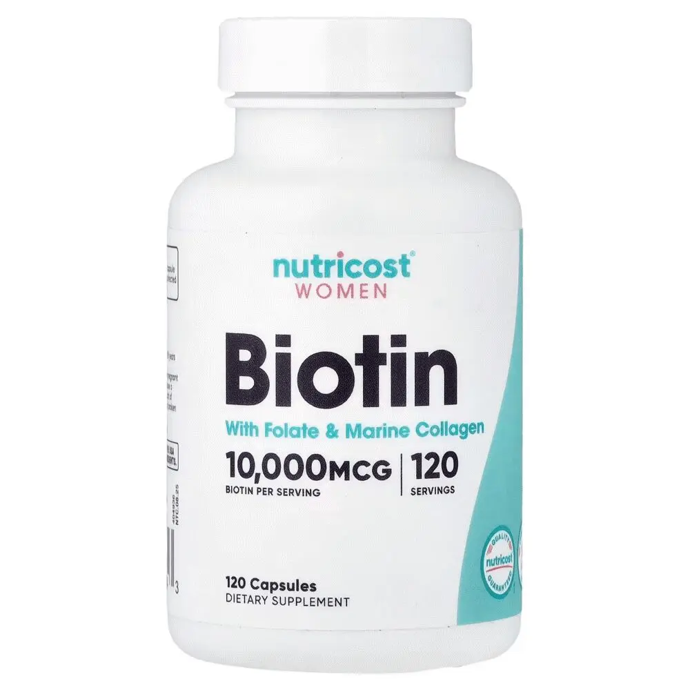 Nutricost, Biotina para mujeres, folato y colágeno, 120 cápsulas Nutricost, Biotina para mujeres, folato y colágeno, 120 cápsulas - Imagen 1